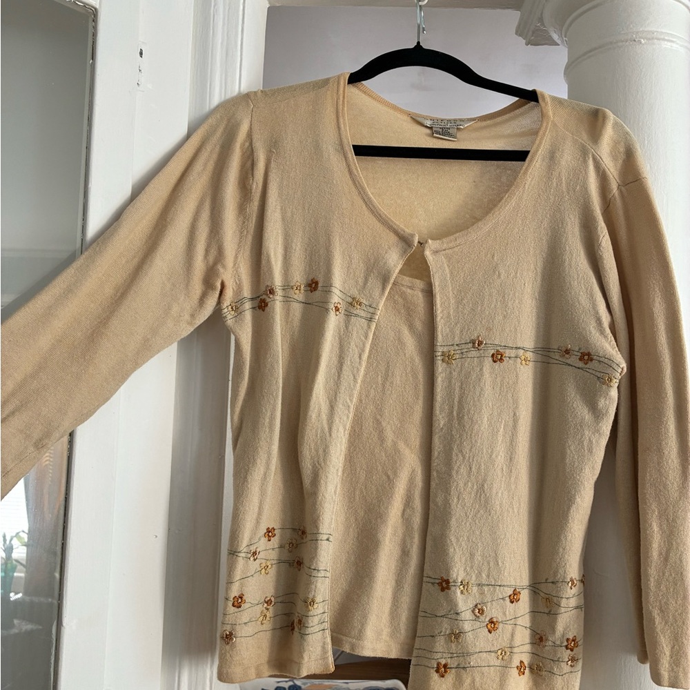 JohnPaulRichard Tan Embroidered Blouse